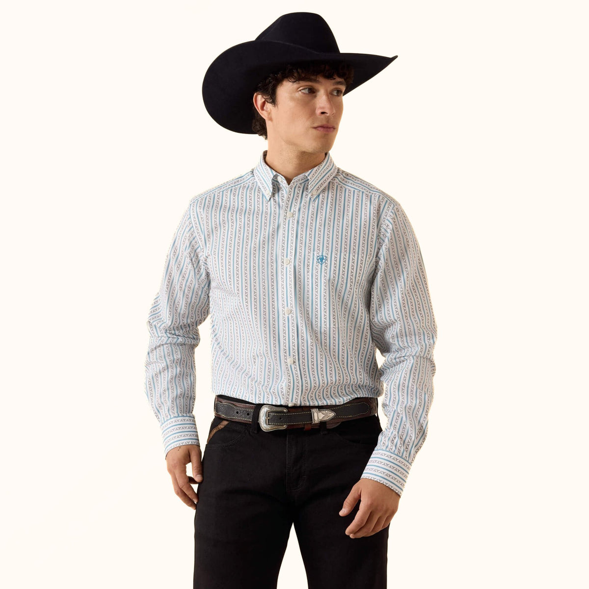 Ariat Crow Fitted Shirt in light blue front view
