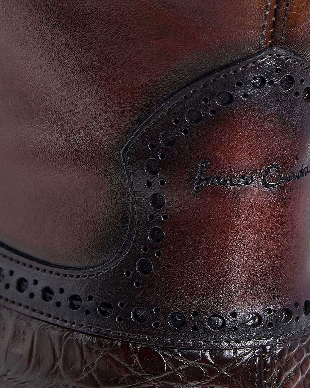 Brown Exotic Dress Boots Cayman & Bovine Leather