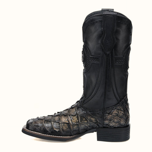 Cuadra Black Pirarucu & Orix Western Boots side view