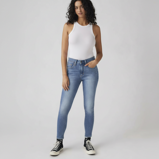 Levi’s 721 High-Rise Skinny Women’s Jeans shown on model in light wash denim