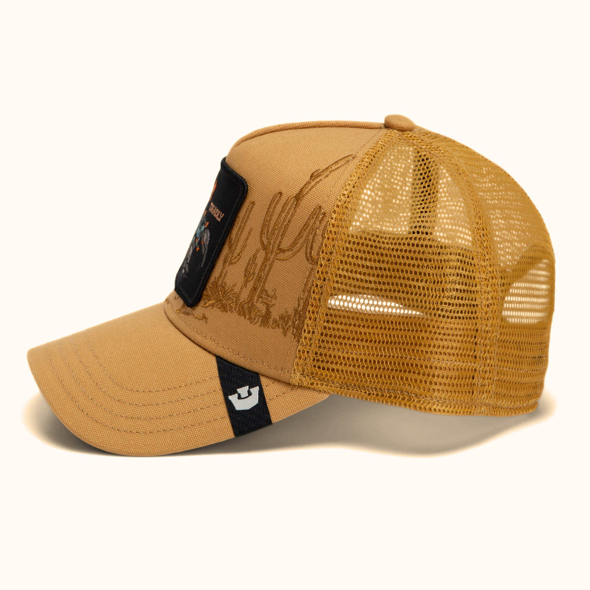 Goorin Bros. Badlands Scorpion amber trucker hat side view