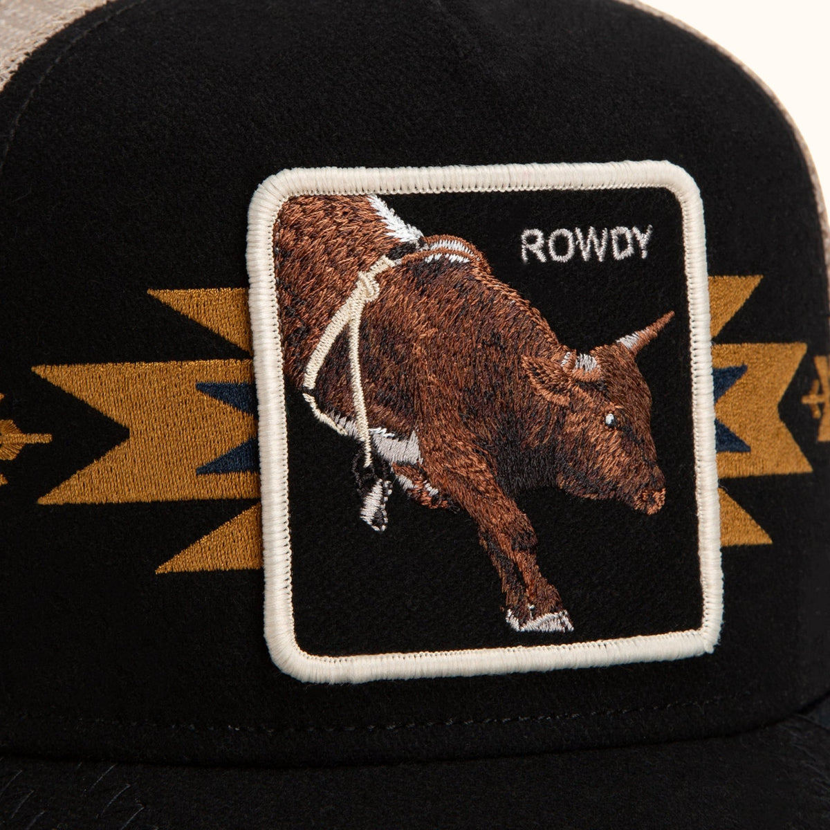 Goorin Bros. Canyon Rowdy black trucker hat patch view
