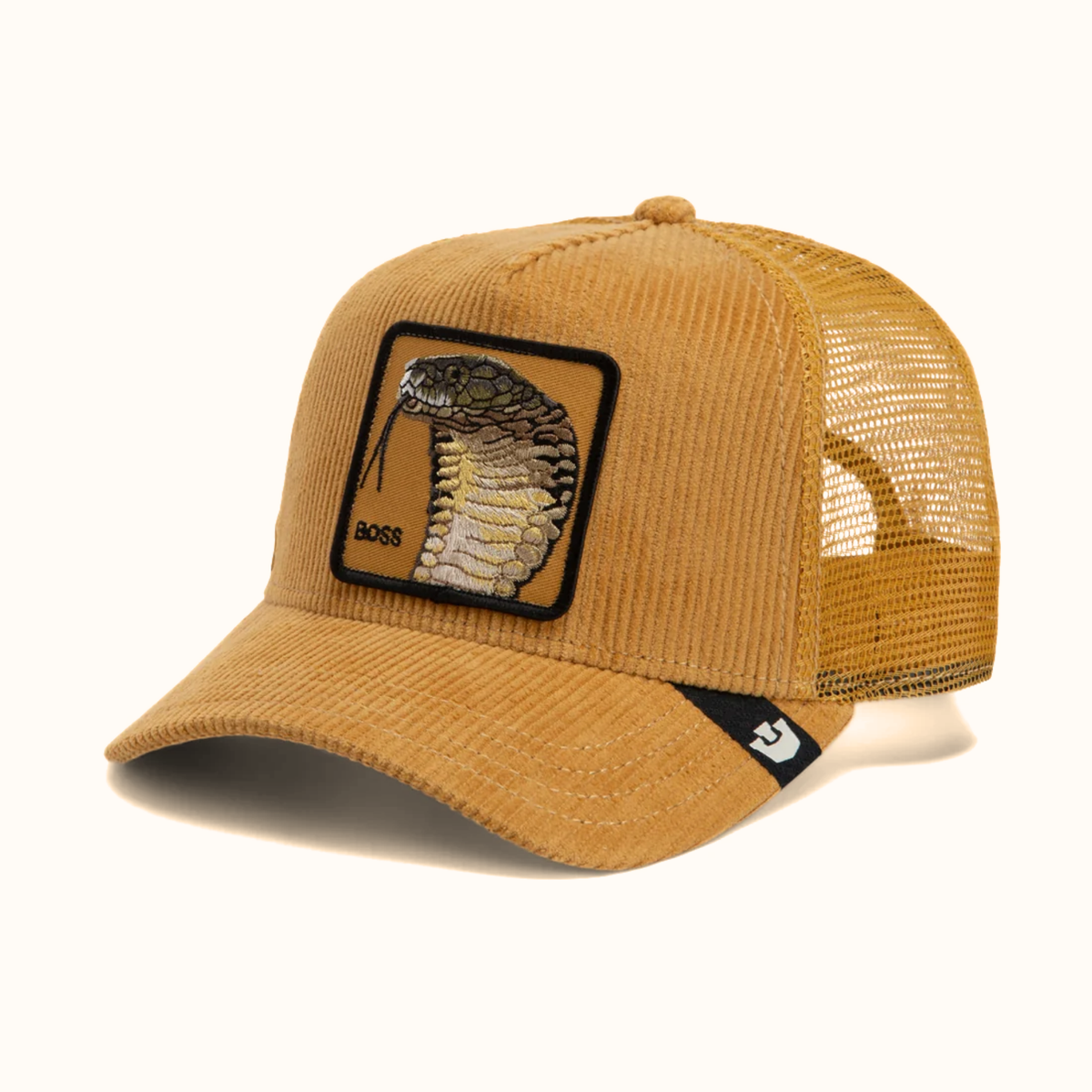 Goorin Bros. Corduroy Boss amber trucker hat angle view