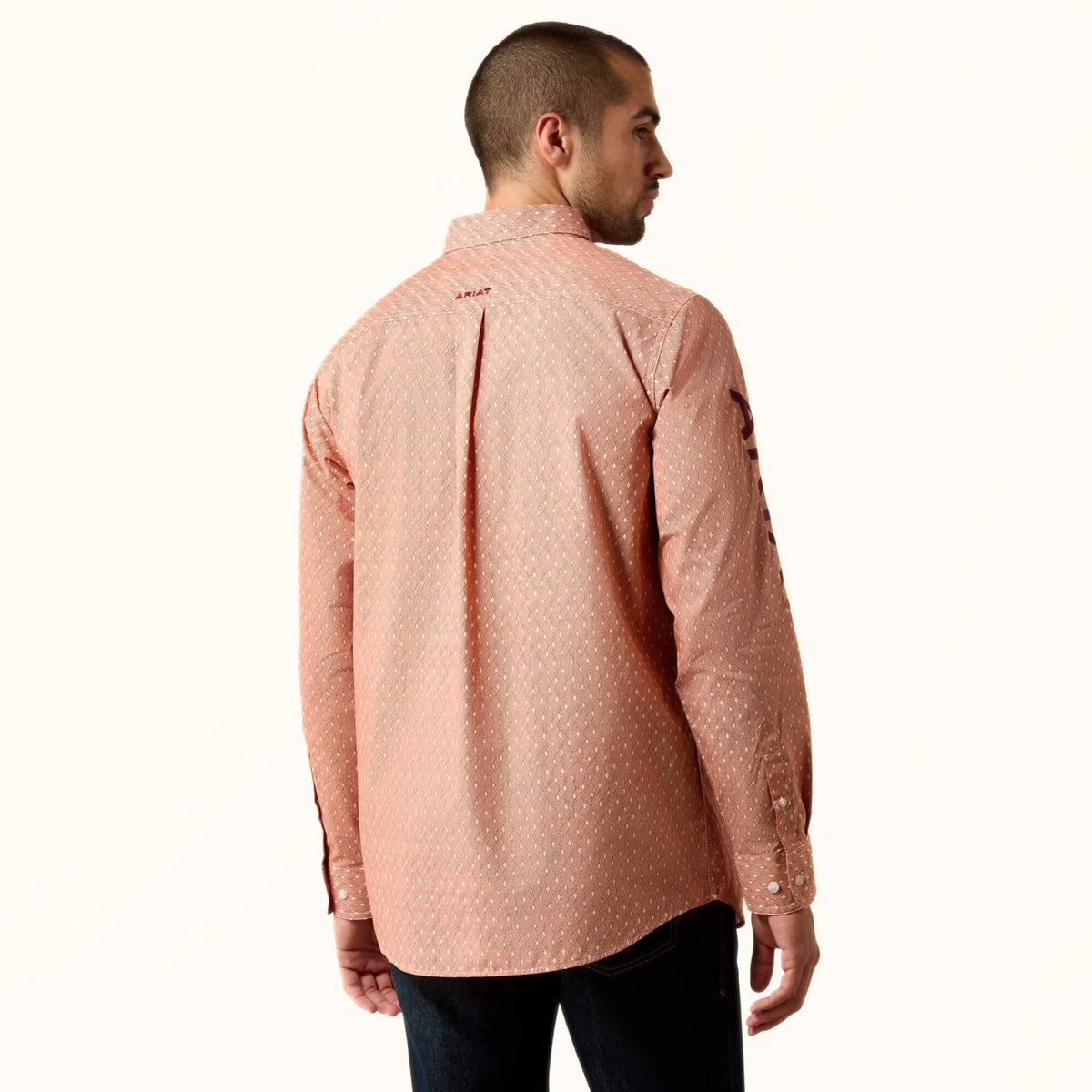 Ariat Team Dixon Classic Fit Shirt in coral back view
