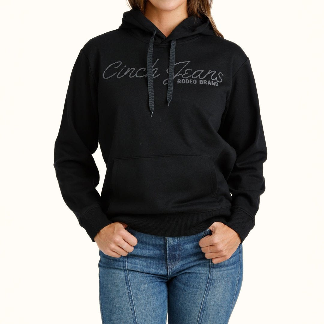 Cinch women’s black pullover hoodie front view
