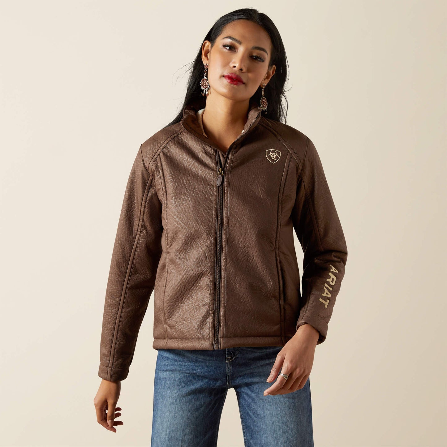 Logo Softshell Faux Leather Jacket