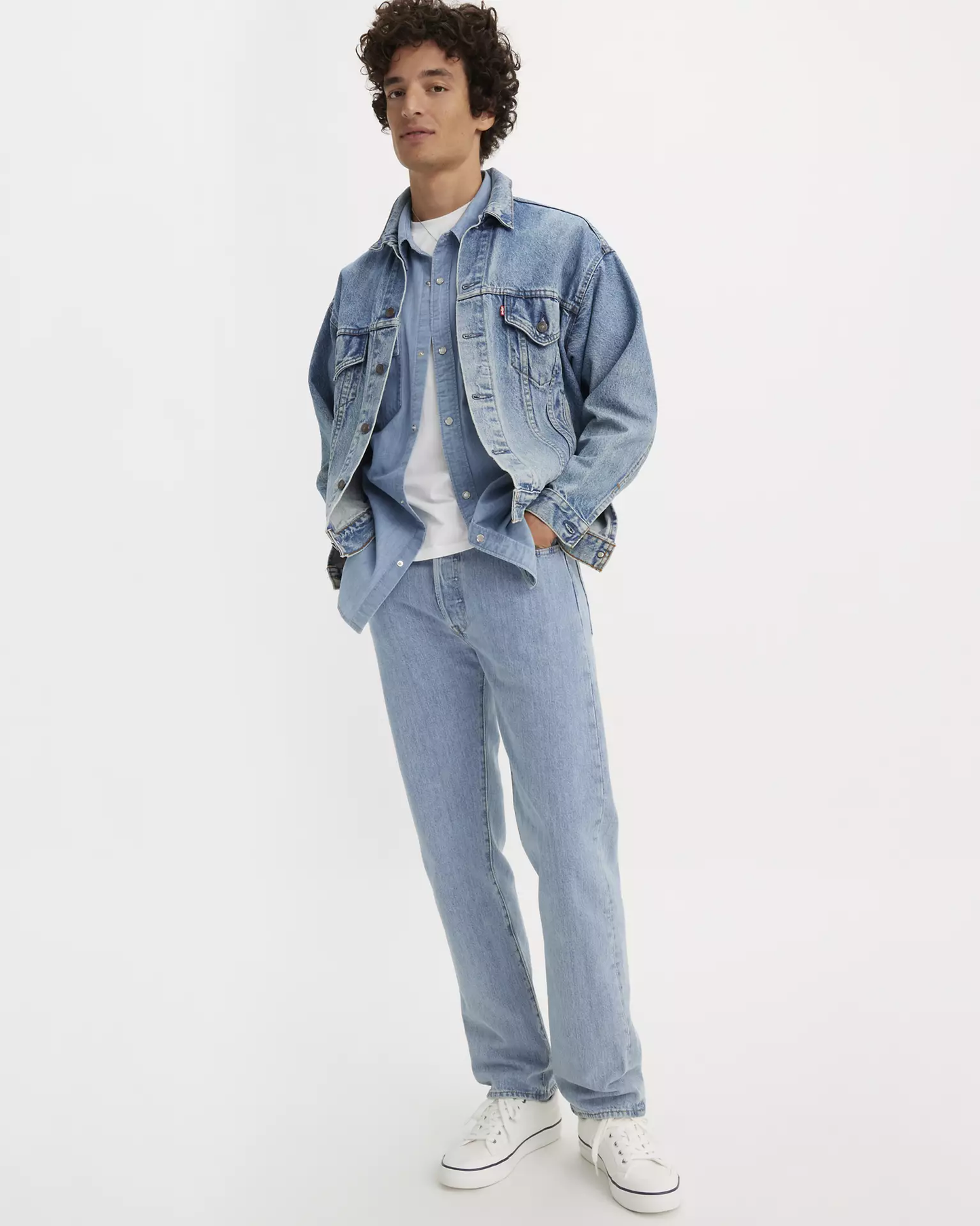 Levi’s 501 Original Fit Shrink-to-Fit men’s jeans full-length front view