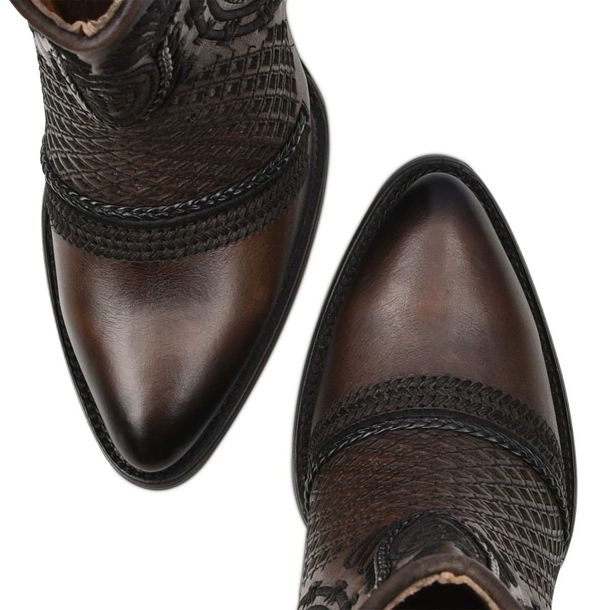 Artisan Embroidered Leather Ankle Booties