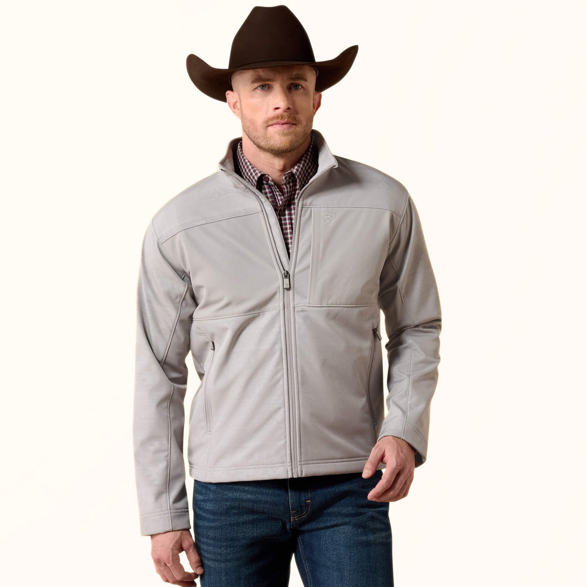 Ariat Vernon Softshell Jacket in grey front view