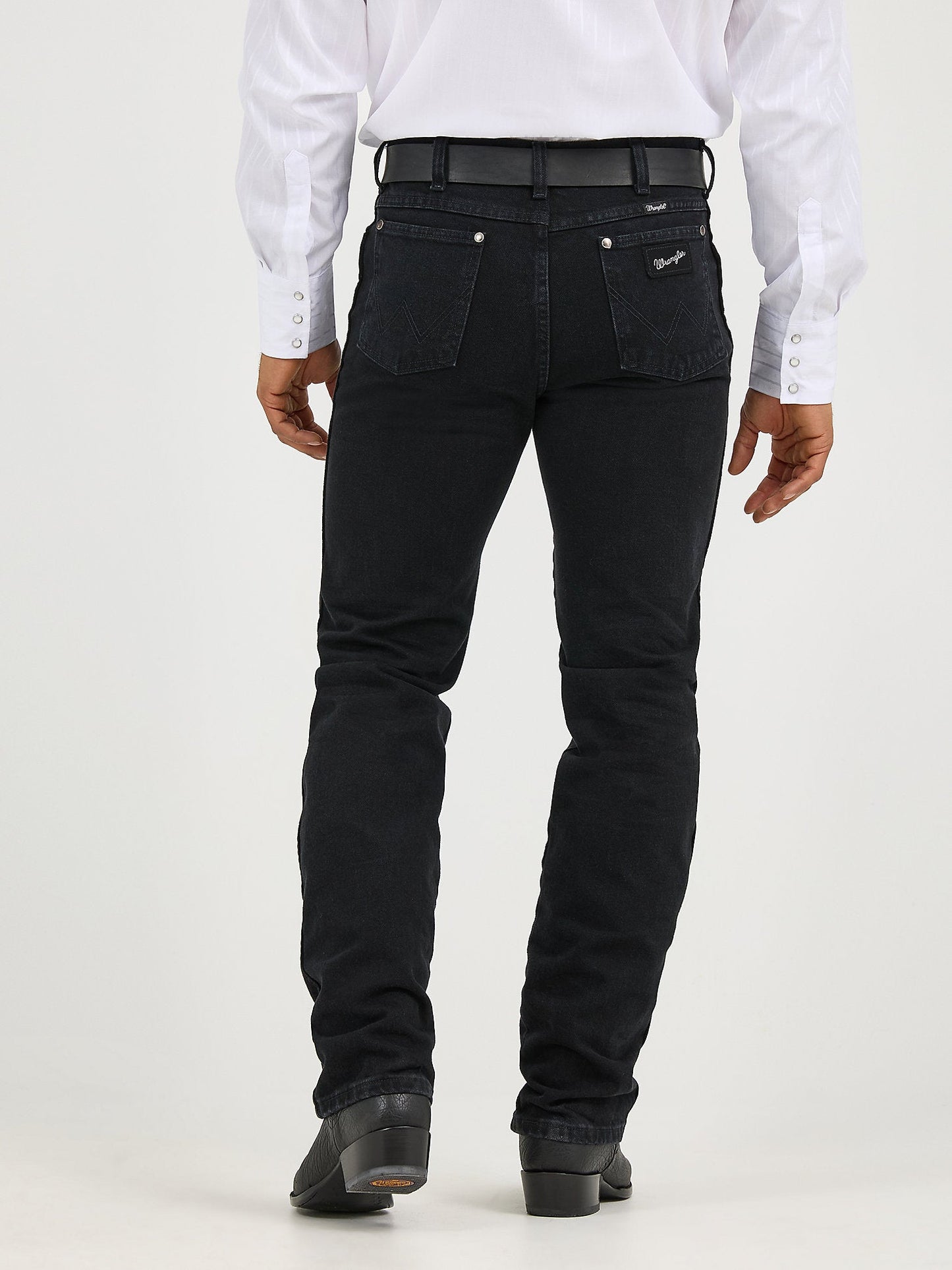 Back view of Wrangler Cowboy Cut Silver Edition Slim Fit Jeans in black