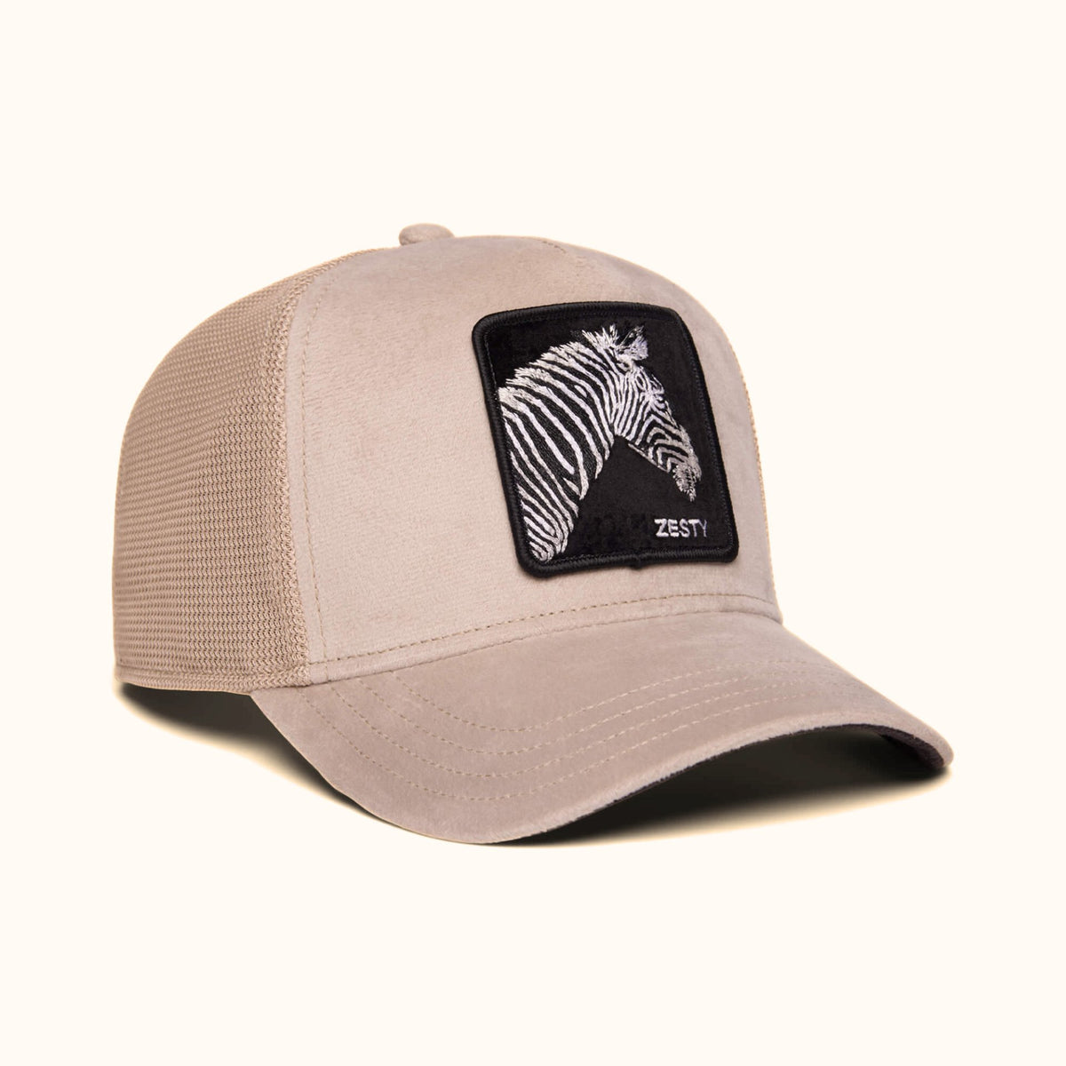 Goorin Bros. Velour Zesty biscuit trucker hat angle view