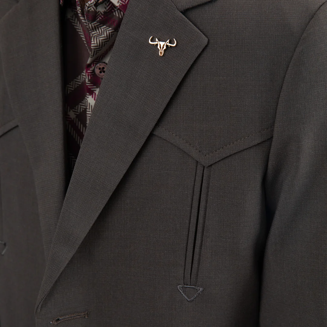 Platini Boys Western Fashion Brown Blazer close detail