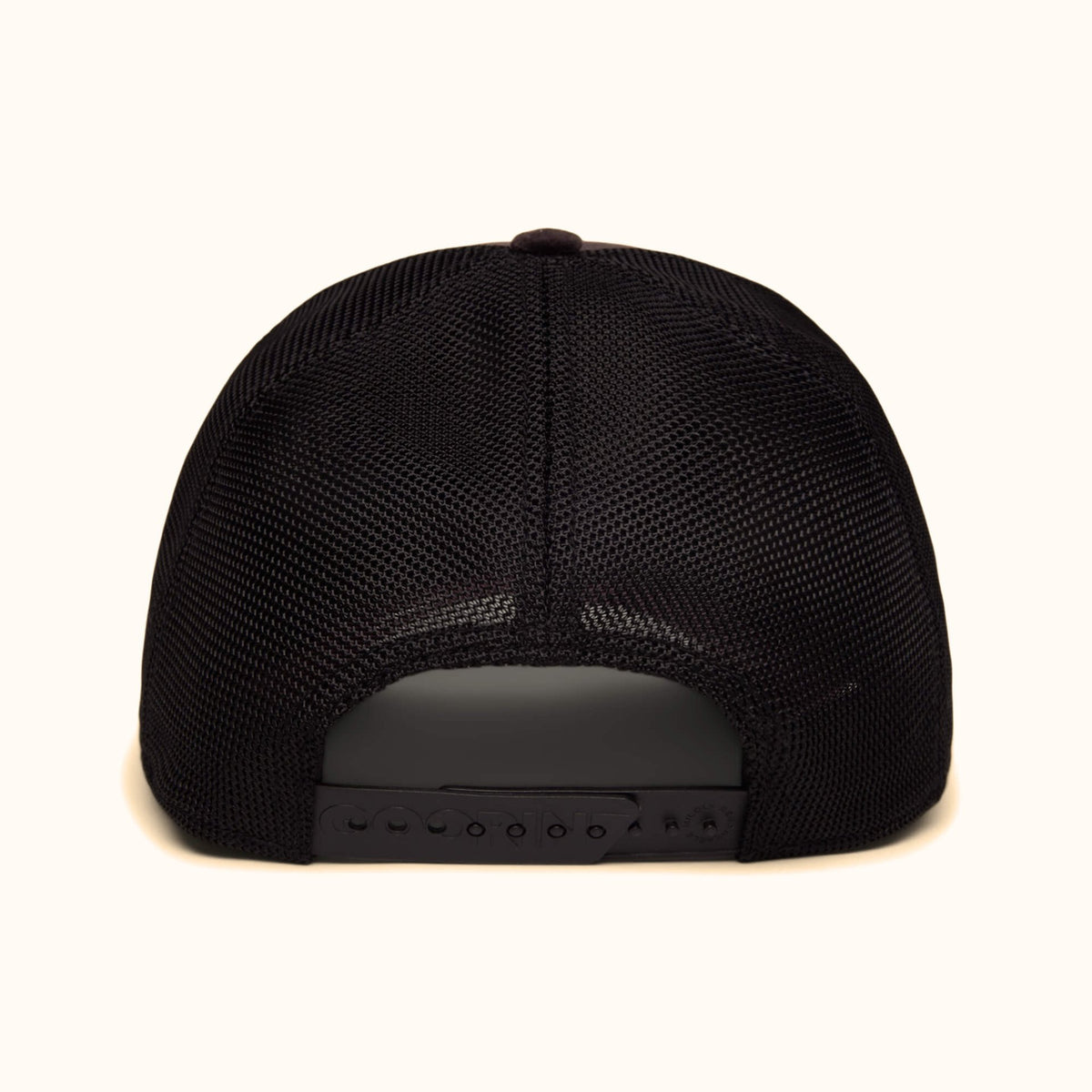 Goorin Bros. Velour Boss black trucker hat back view