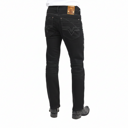 Platini Holt men’s black boot cut jeans rear view