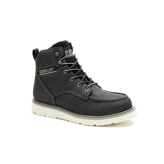 CAT Reclaimer Wedge Waterproof Work Boot black leather wedge boot front angle view