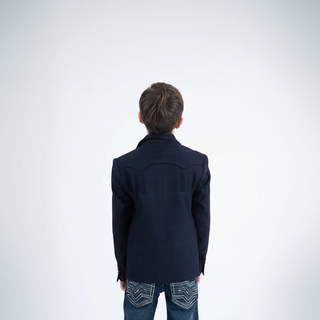 Platini Boys Western Fashion Navy Blazer back view