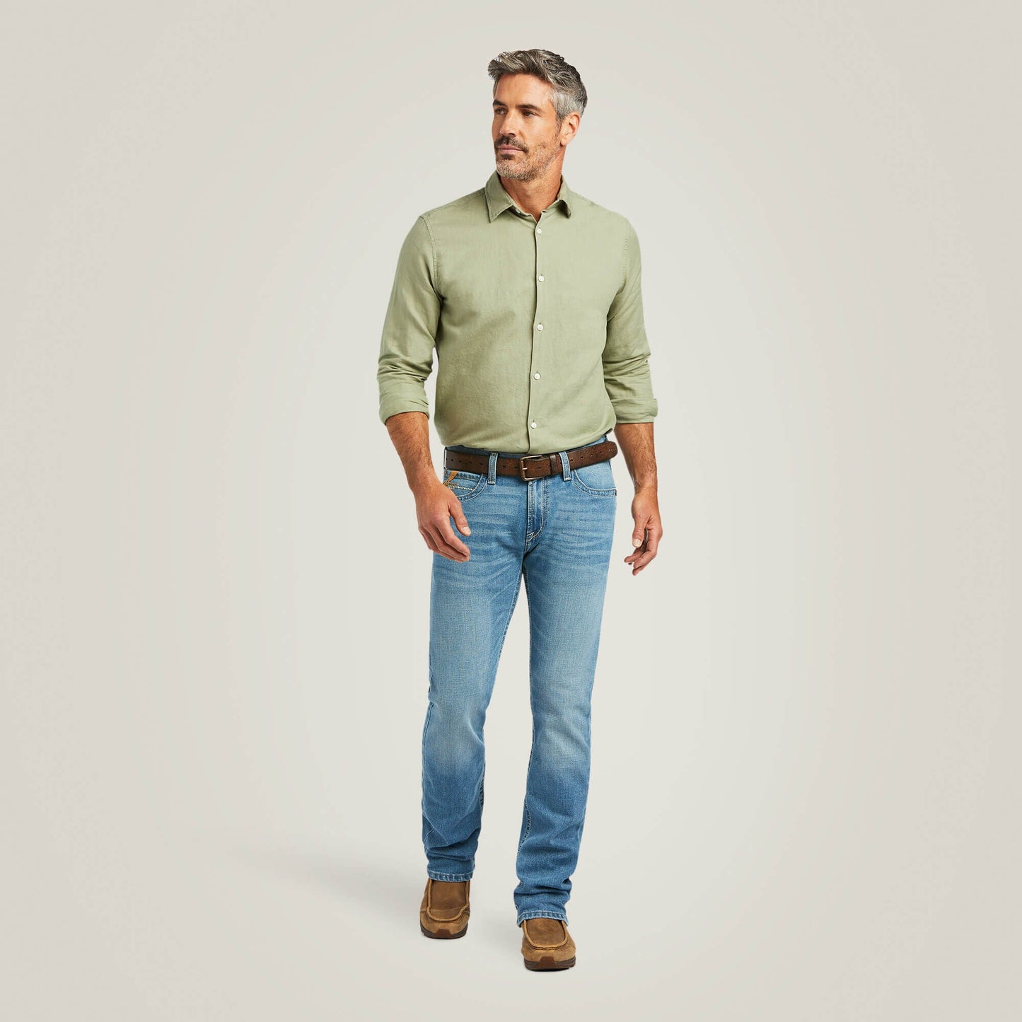 Front view of Ariat M7 Slim Stretch Julian Straight Jean on model