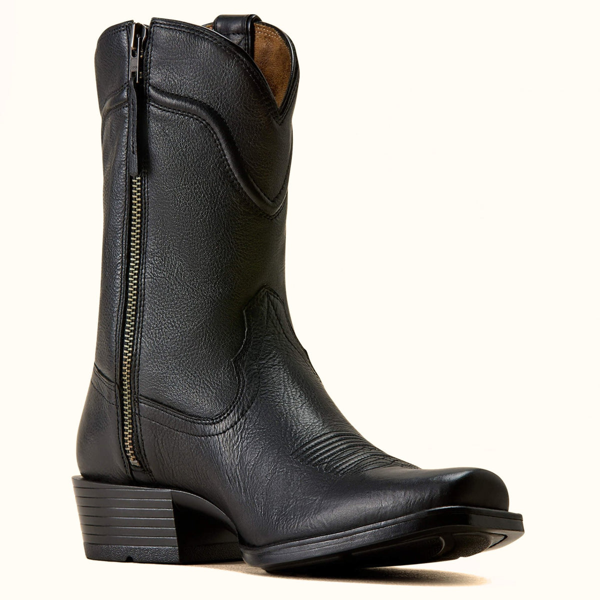 Ariat Oliver Narrow Cutter Toe Western Boot in black angle side view
