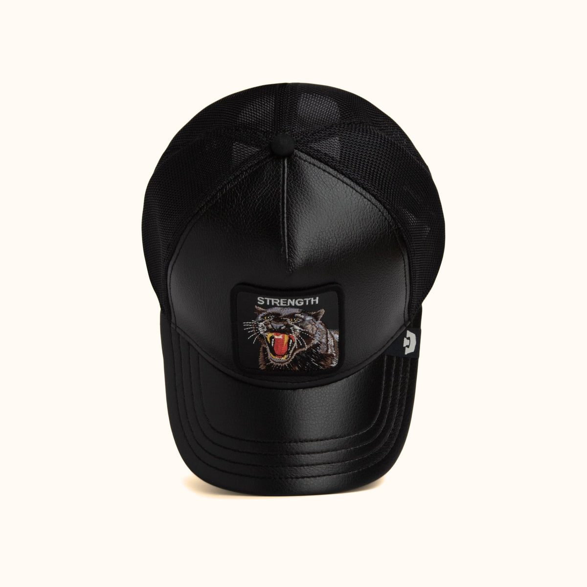Goorin Bros. Faux Leather Panther Trucker Hat black top view