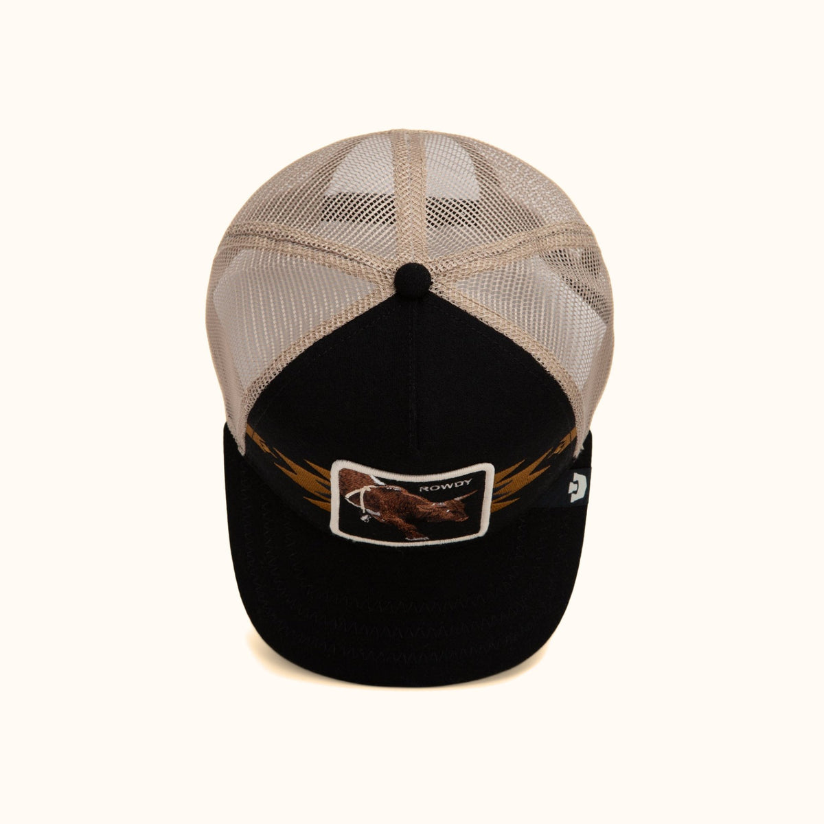 Goorin Bros. Canyon Rowdy black trucker hat top view