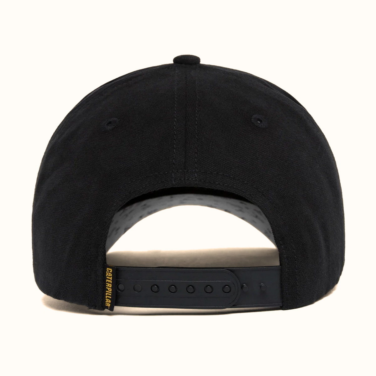 CAT Brushed Canvas Design Mark black cap adjustable snapback rear view