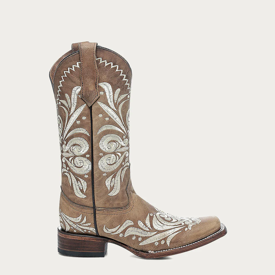 Corral Light Embroidery Brown Square Toe Circle G Cowboy Boot side profile