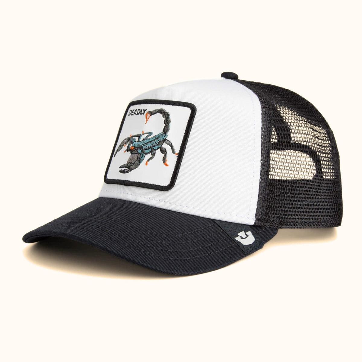 Goorin Bros. Deadly Scorpion Trucker Hat black mesh angle view