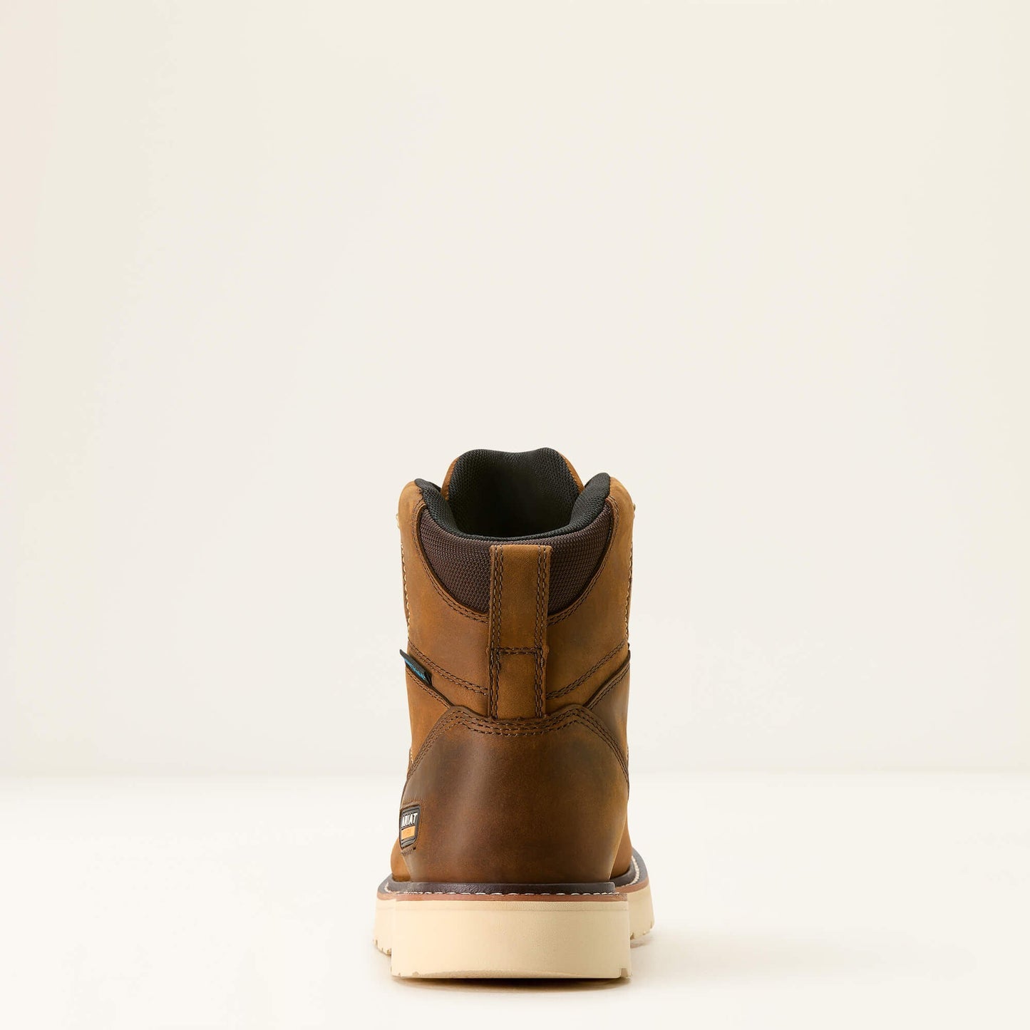Ariat brown lace-up work boot back view