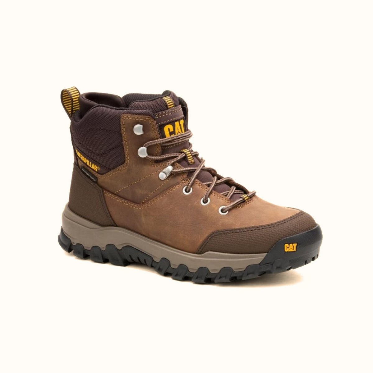 CAT Threshold Rebound men’s brown waterproof soft toe work hiker angle view