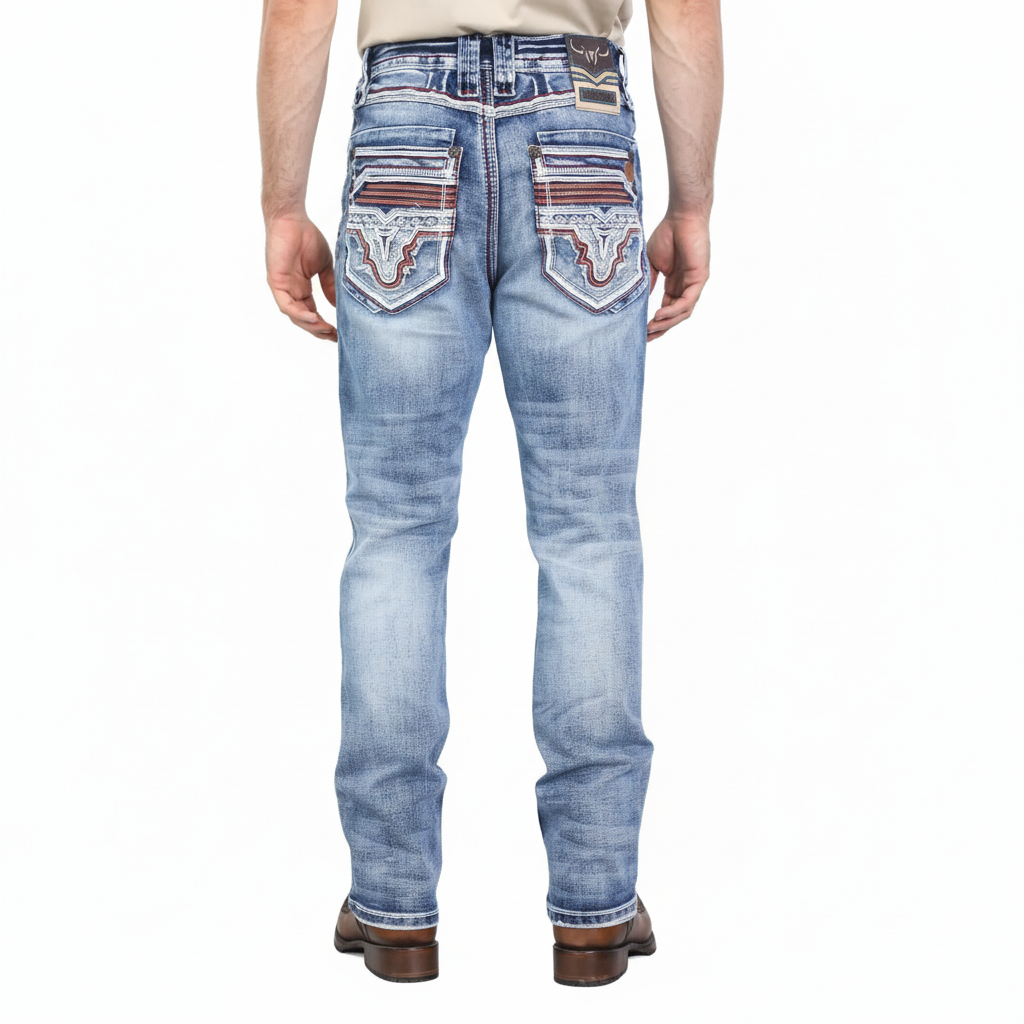 Vaqueros de corte de bota ajustados azules Holt para hombre