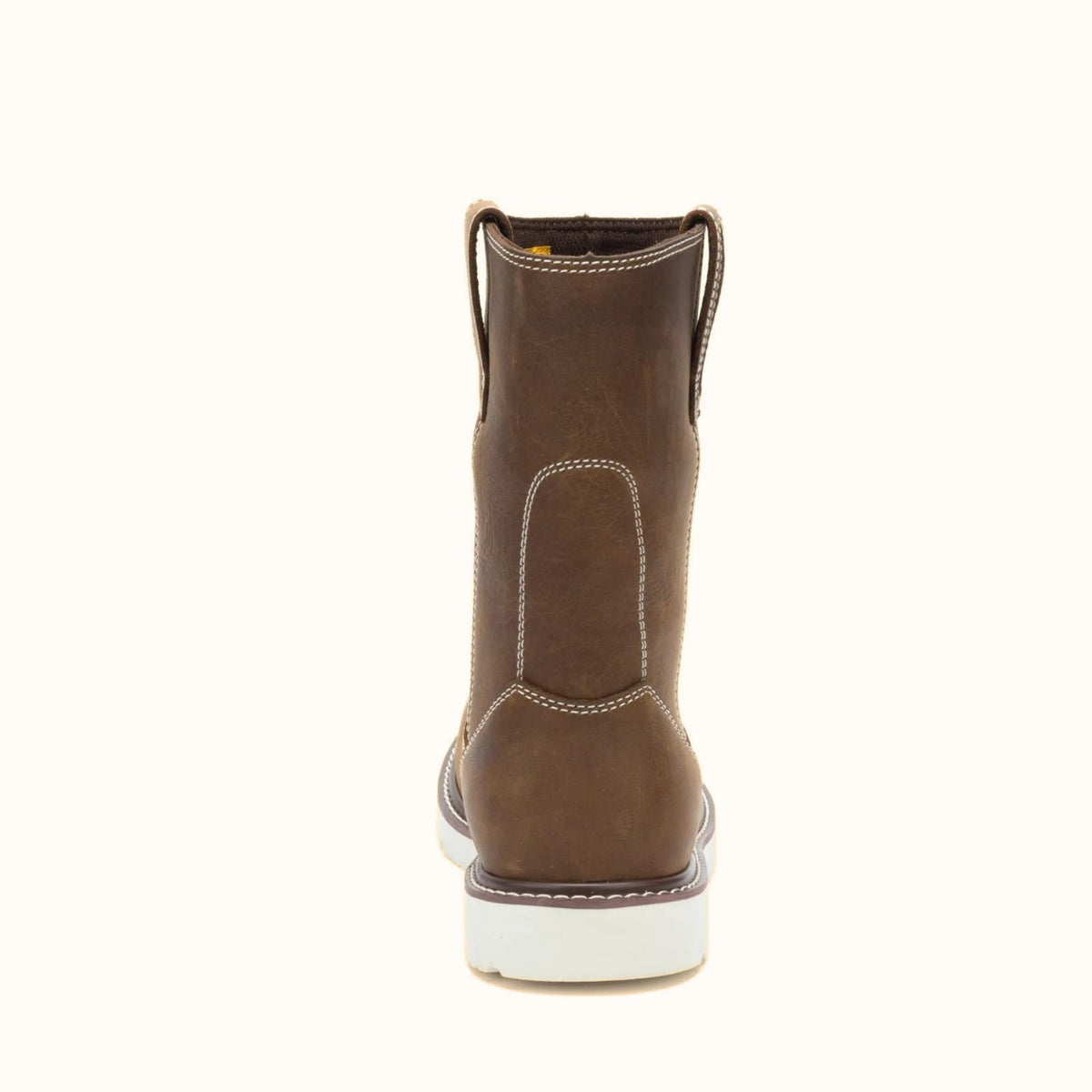 CAT Reclaimer Wedge 10-inch brown waterproof soft toe work boot back view