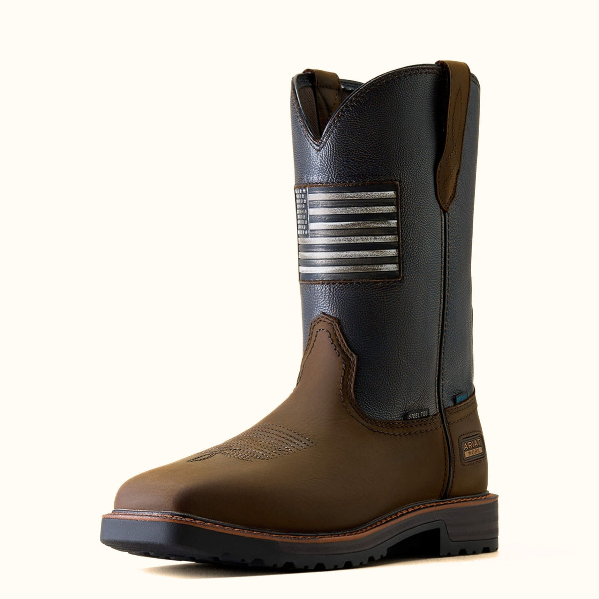 Ariat Activator Patriot waterproof steel toe work boot front angle view