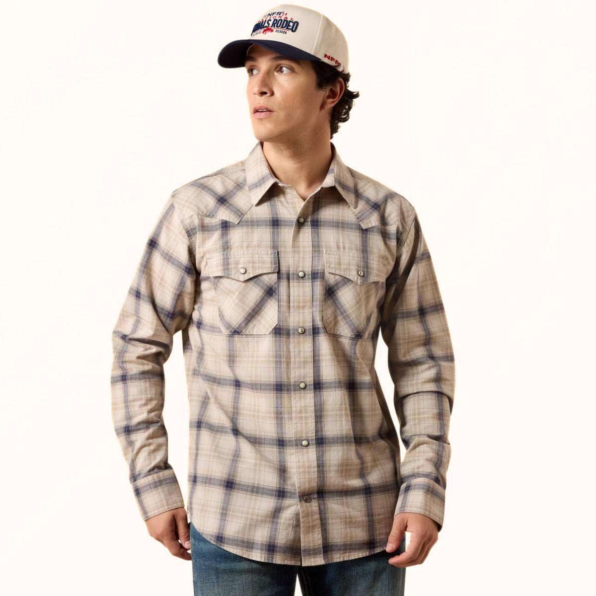 Ariat Retro Hudde Fitted Snap Shirt plaid front view