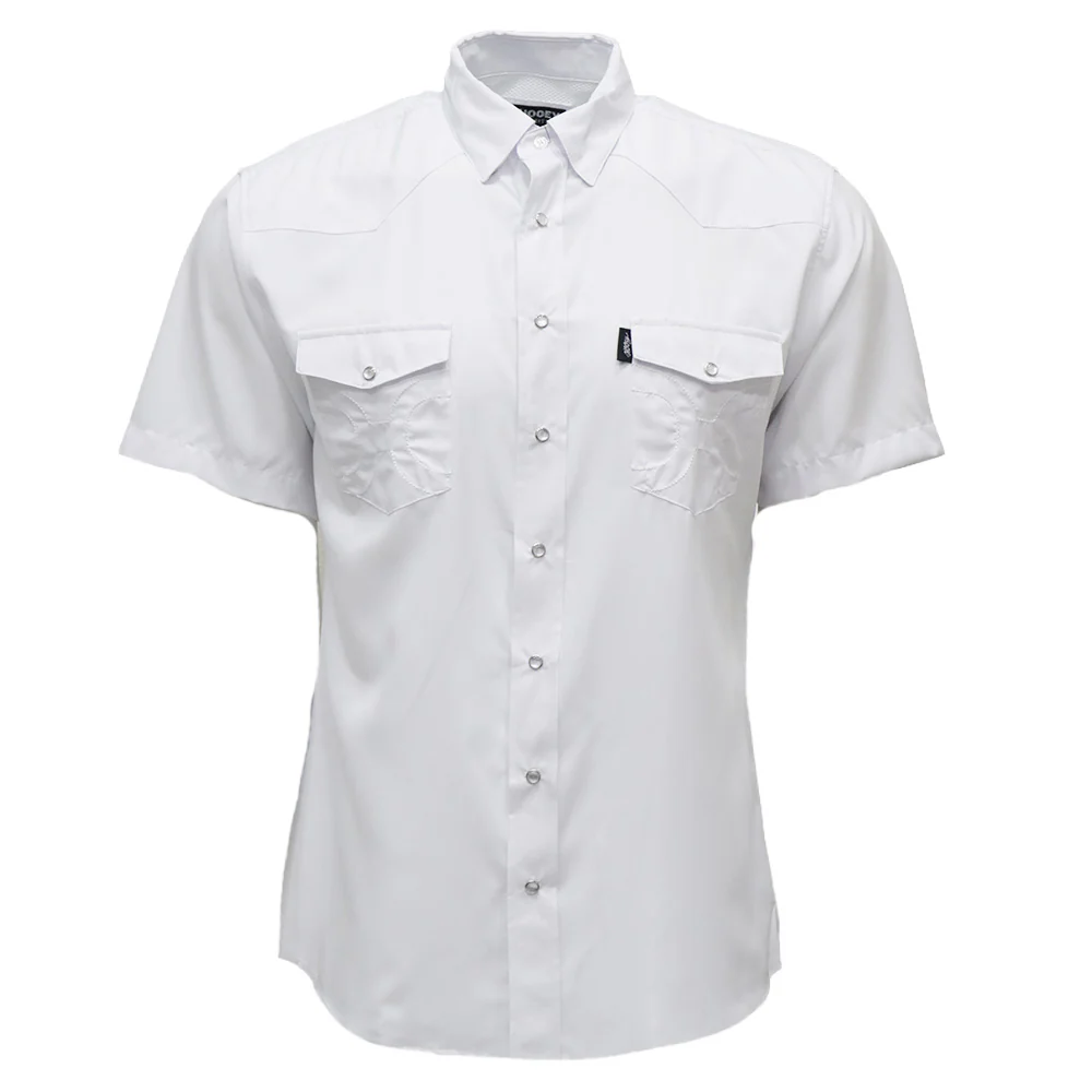 Hooey Sol Short Sleeve Pearl Snap Shirt front view in white