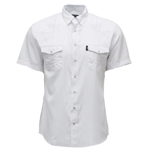 Hooey Sol Short Sleeve Pearl Snap Shirt front view in white