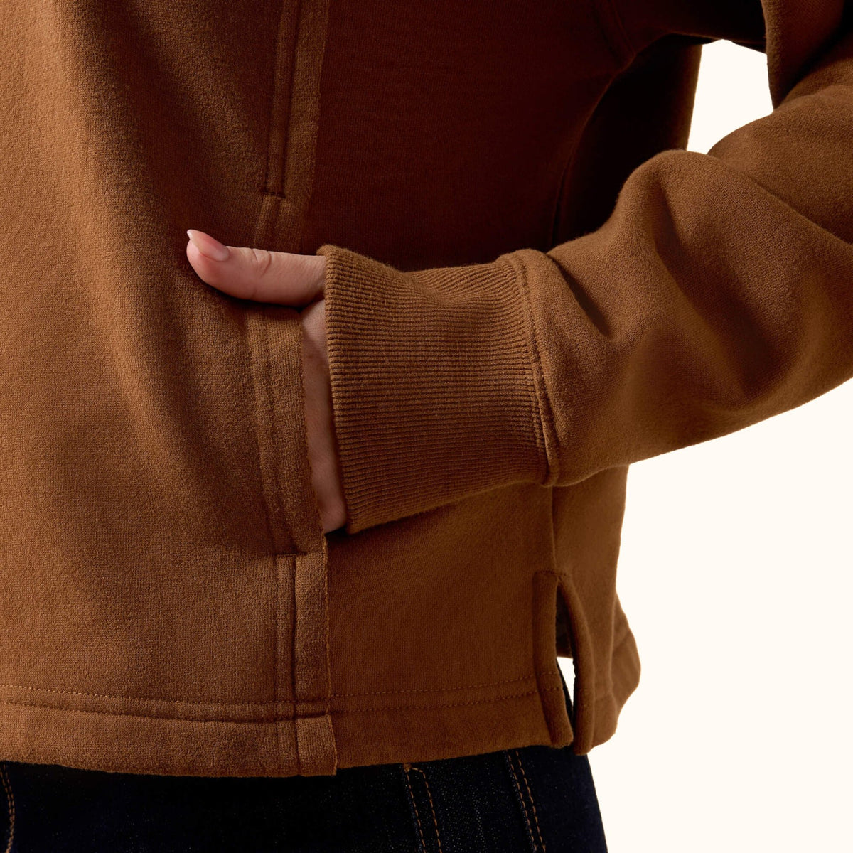 Ariat Daydreamer Hoodie brown front pocket view