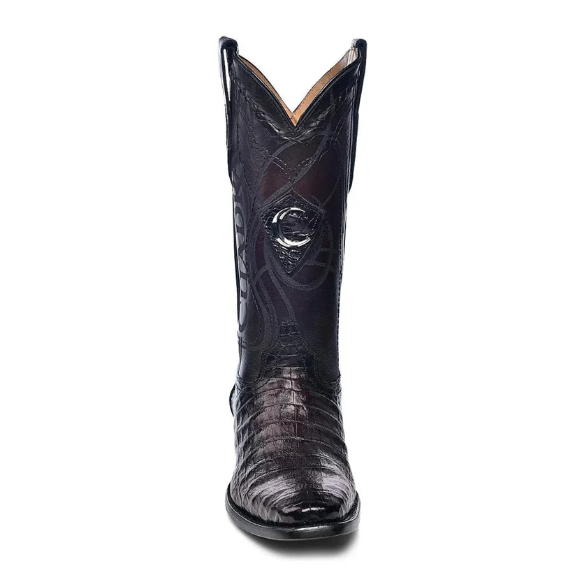 Black Cherry Caiman Embroidery & Laser & Woven French Toe