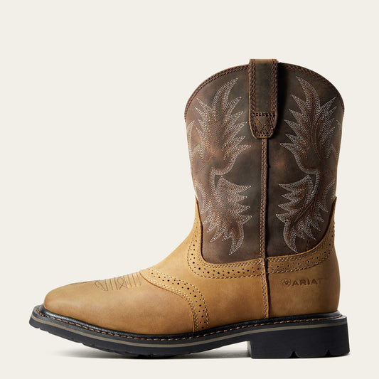 Ariat Sierra Wide Square Toe Work Boot side view in brown leather