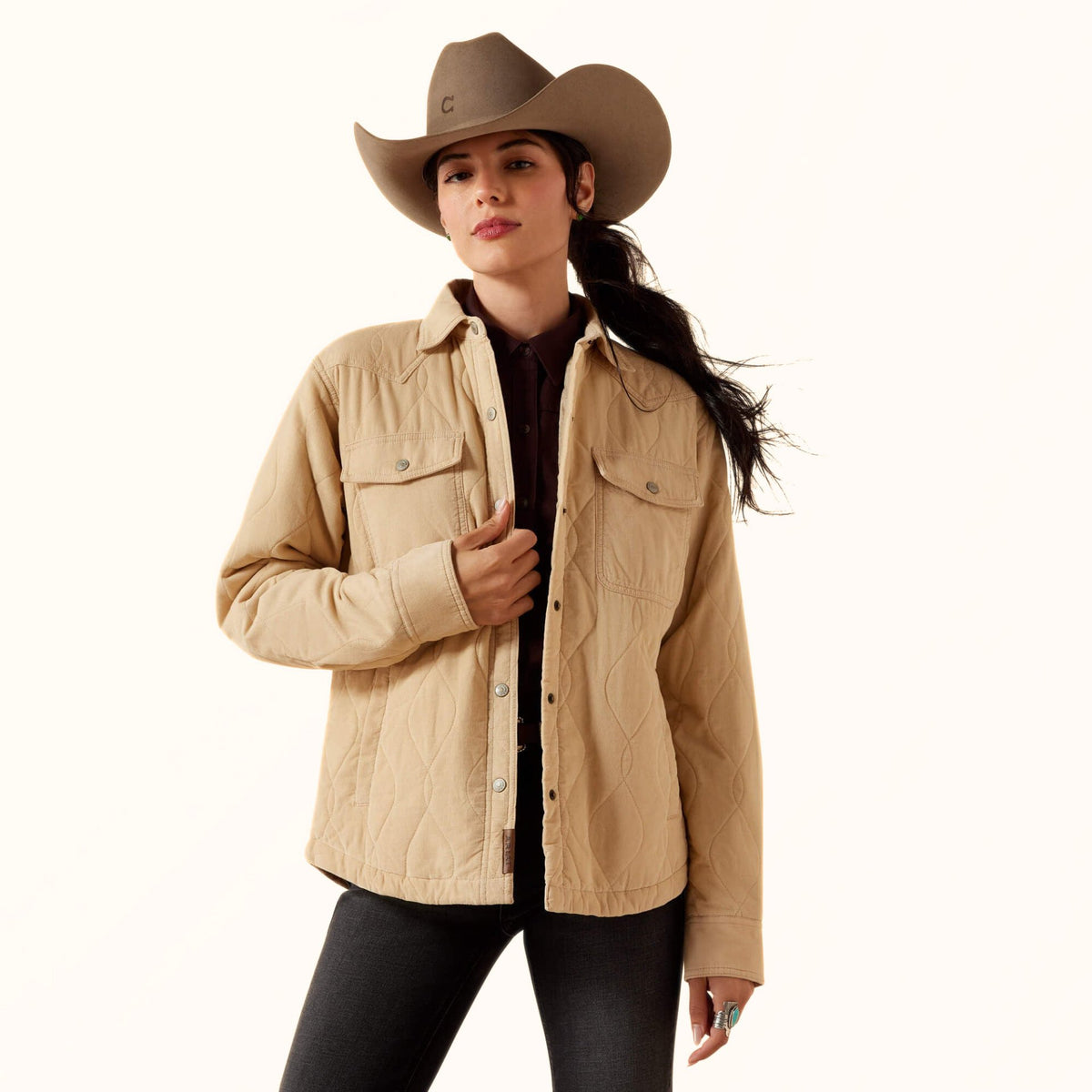 Ariat Obispo Insulated Western Jacket in tan front view