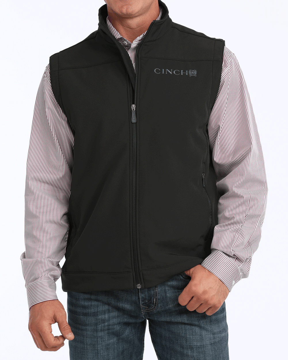 Cinch Men’s Bonded Vest front view on model