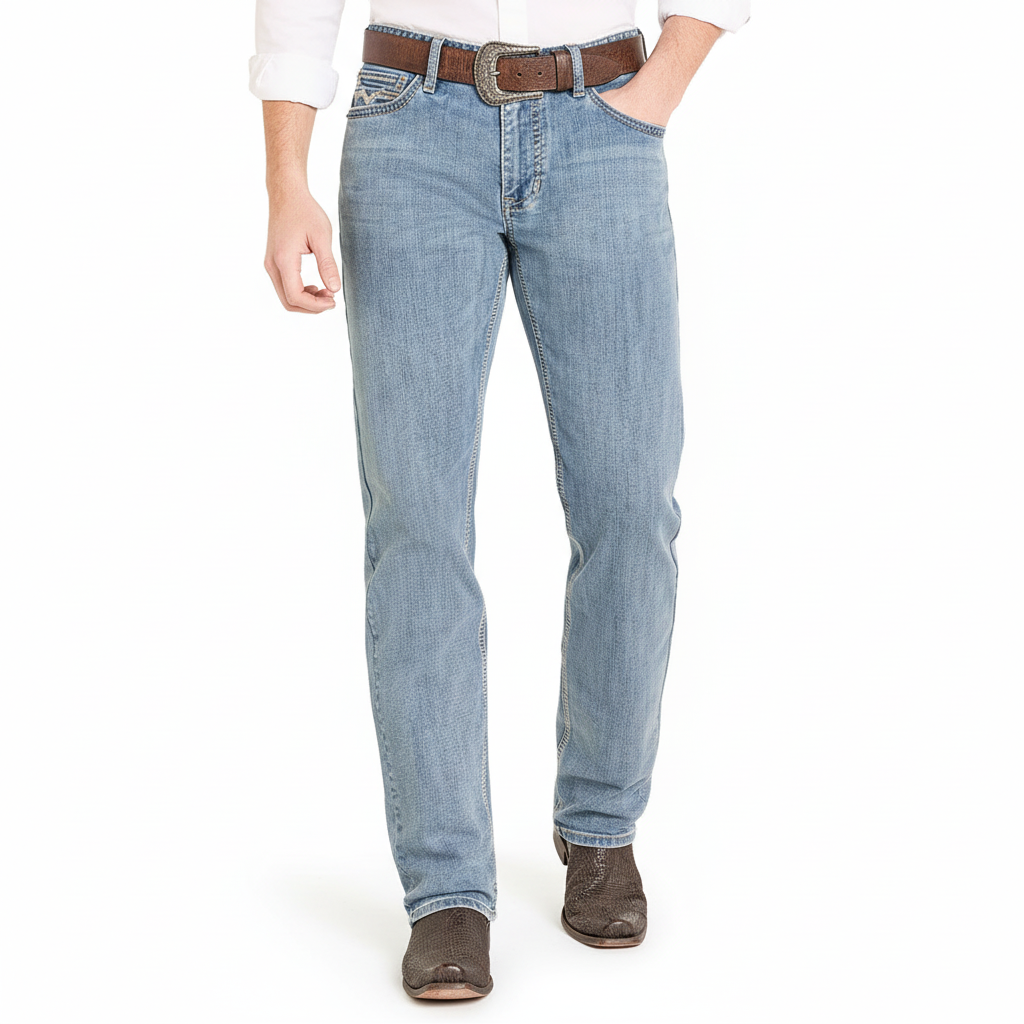 Rock & Roll Denim Relaxed Fit Classic Stitch Stackable Bootcut Jeans front view