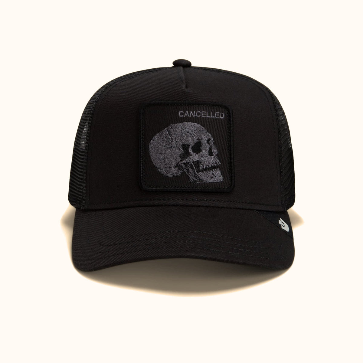 Goorin Bros. Tonal Skull black trucker hat front view