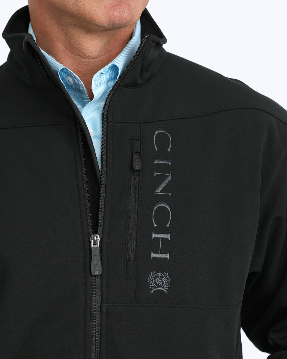 Cinch Men’s Bonded Jacket Black chest detail