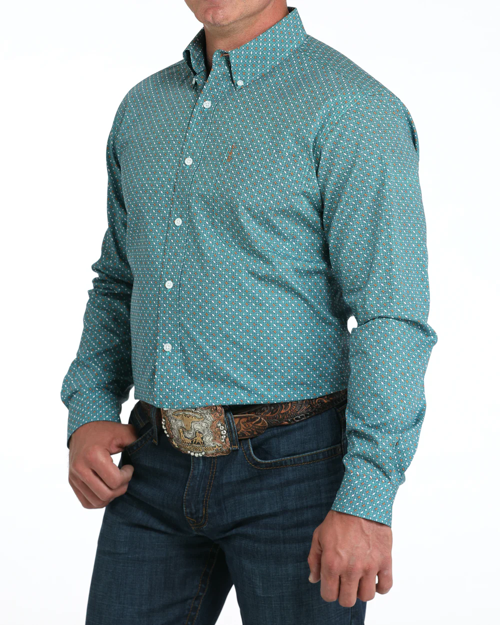 Camisa Western de Manga Larga con Botones de Corte Moderno