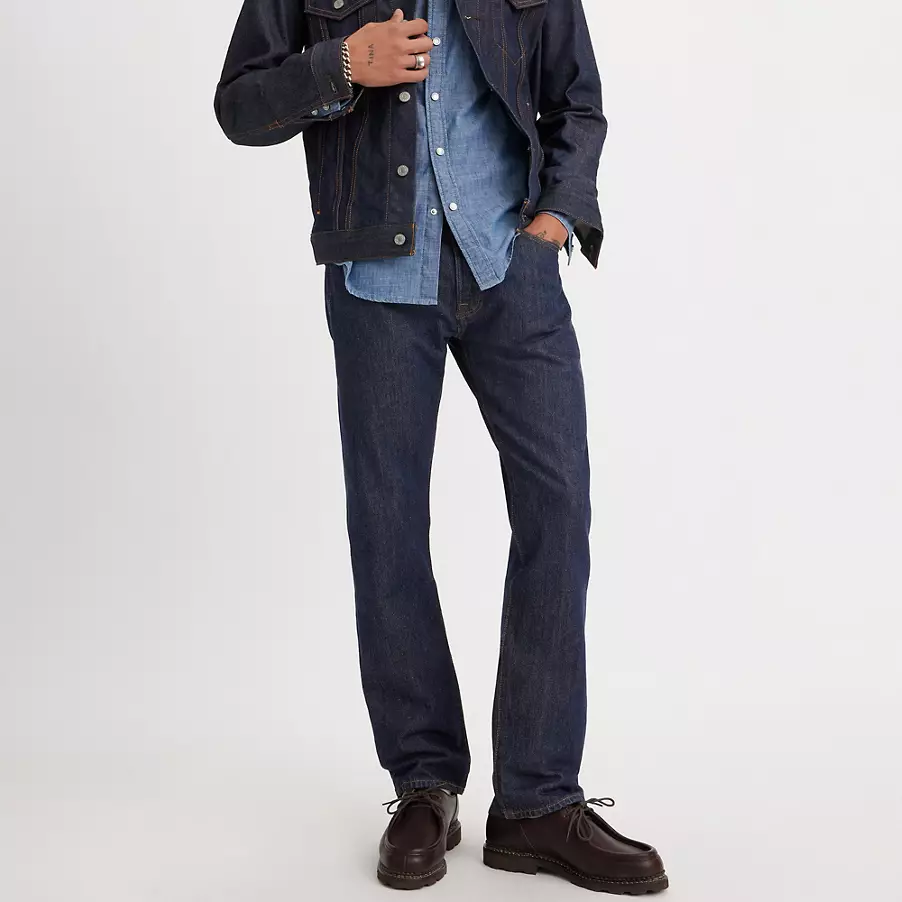 Levi’s 501 Original Fit men’s blue jeans full-length front view