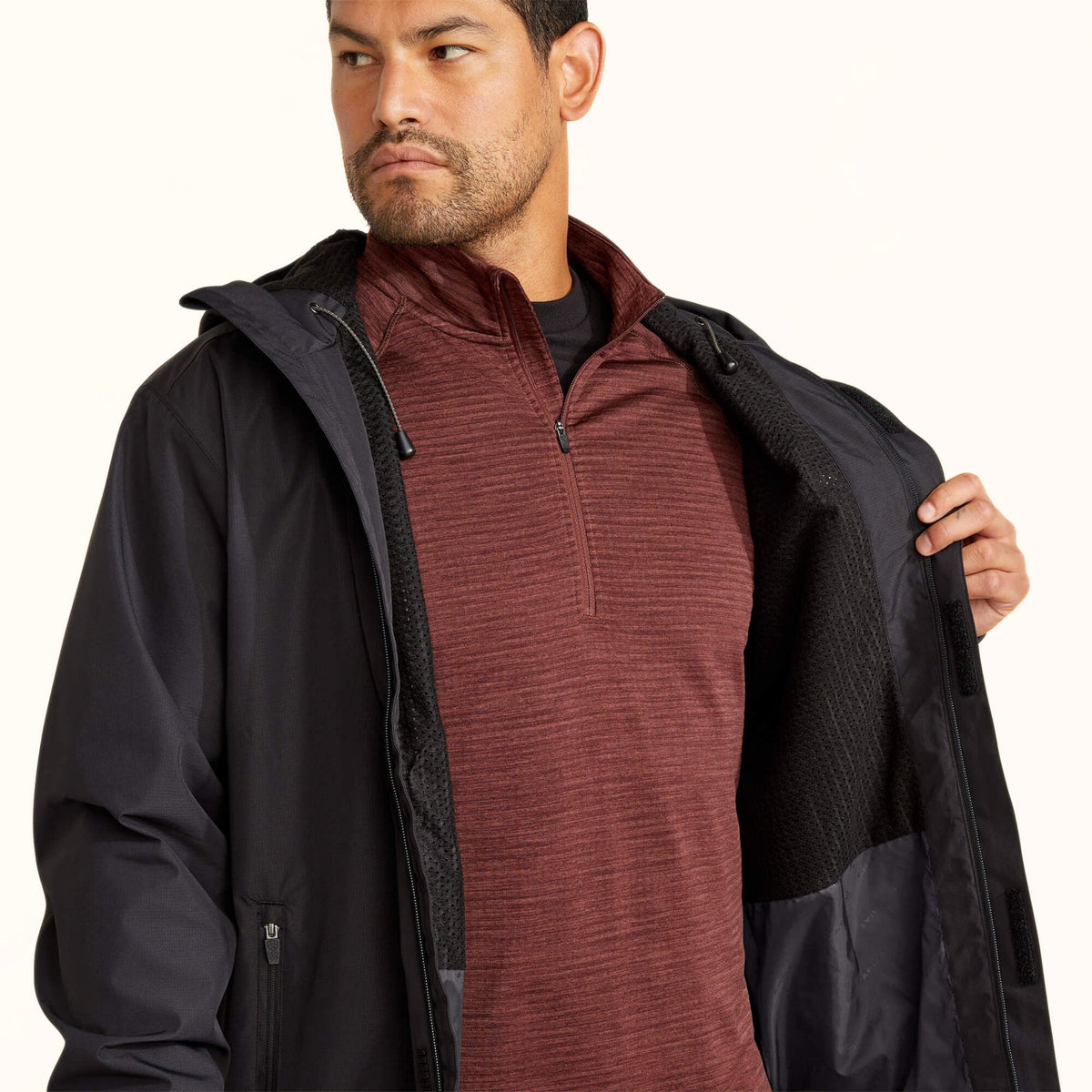 Ariat Rebar Stormshell Waterproof Jacket in black front open view