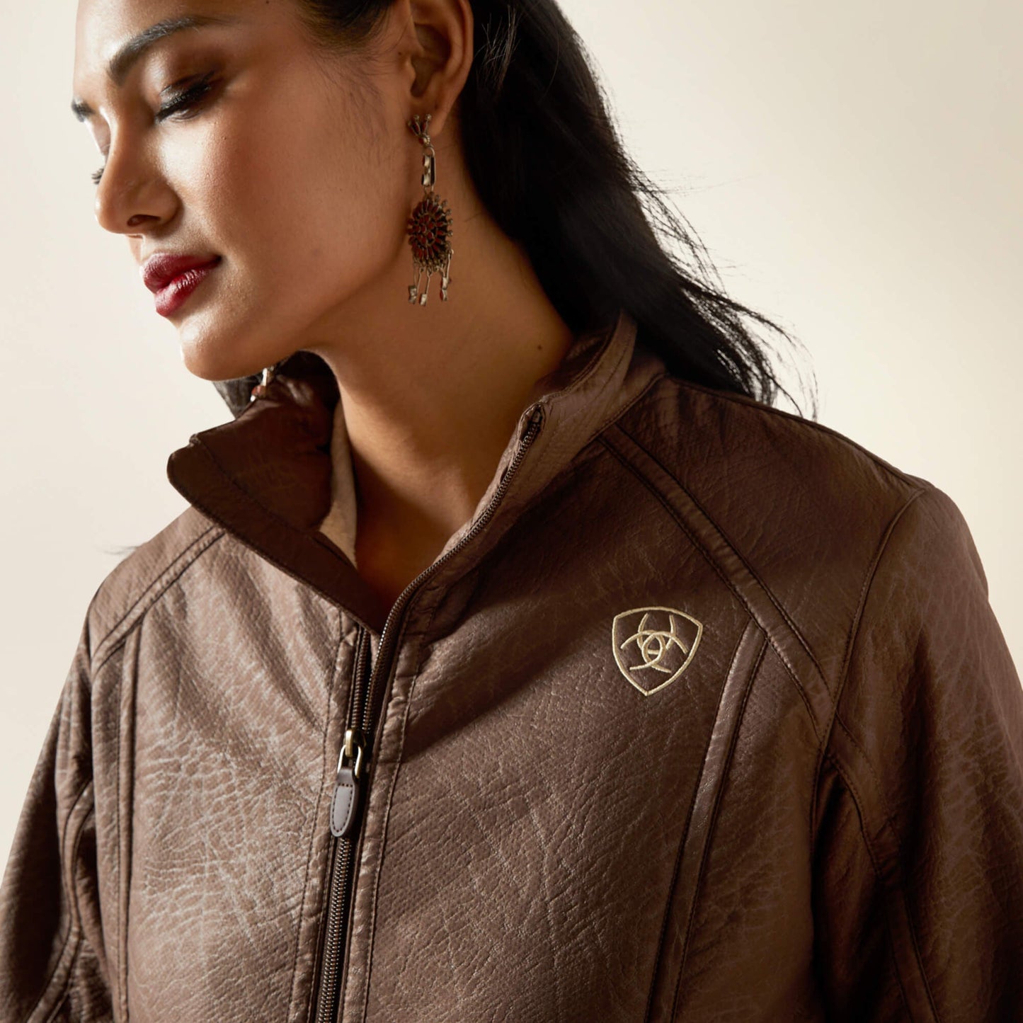 Logo Softshell Faux Leather Jacket