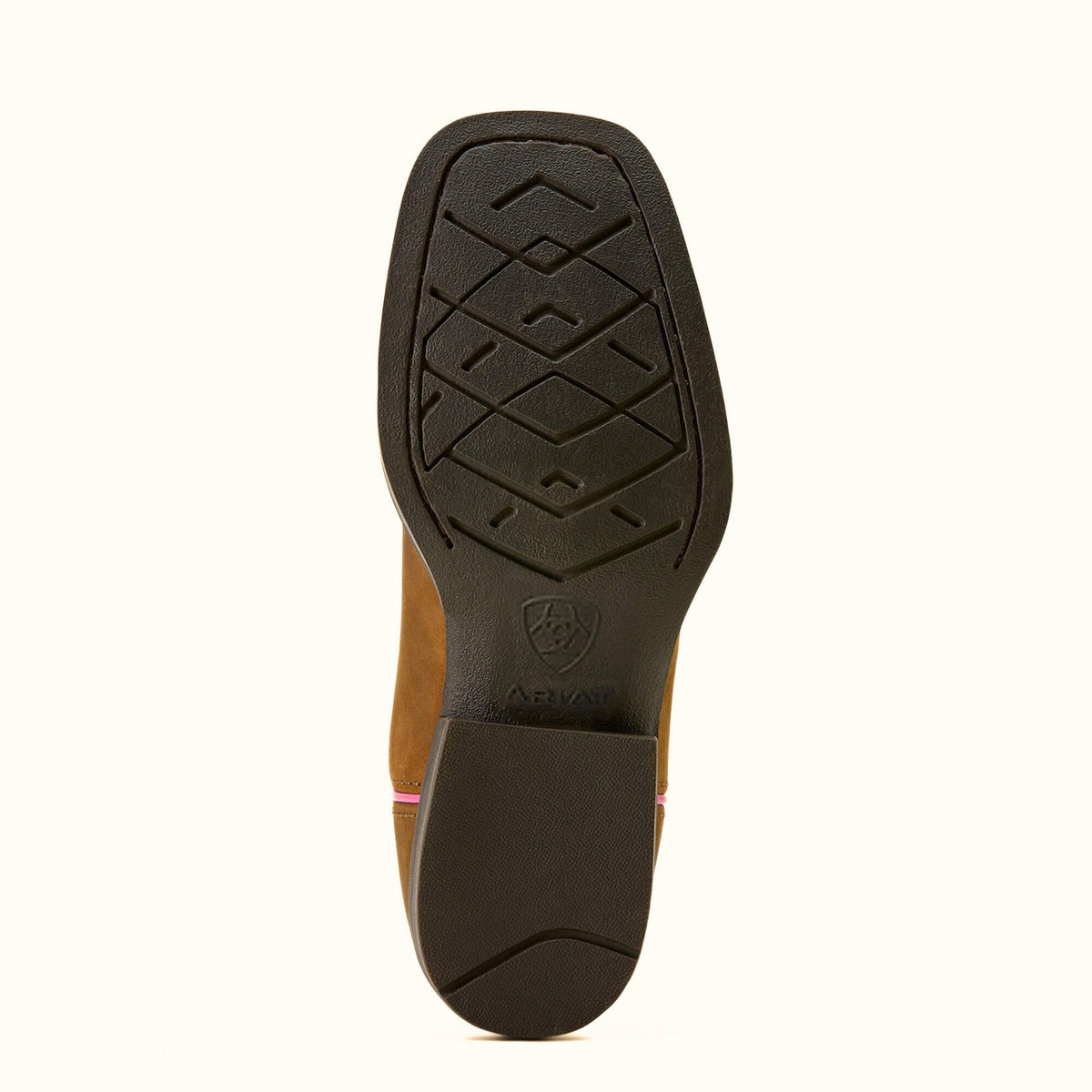 Ariat Wild Bloom girls’ brown leather cowboy boot outsole view