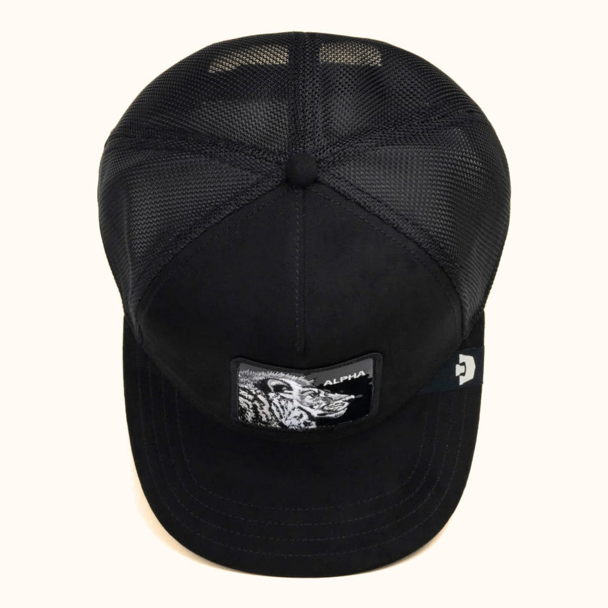 Goorin Bros. Blackout Lion trucker hat top view