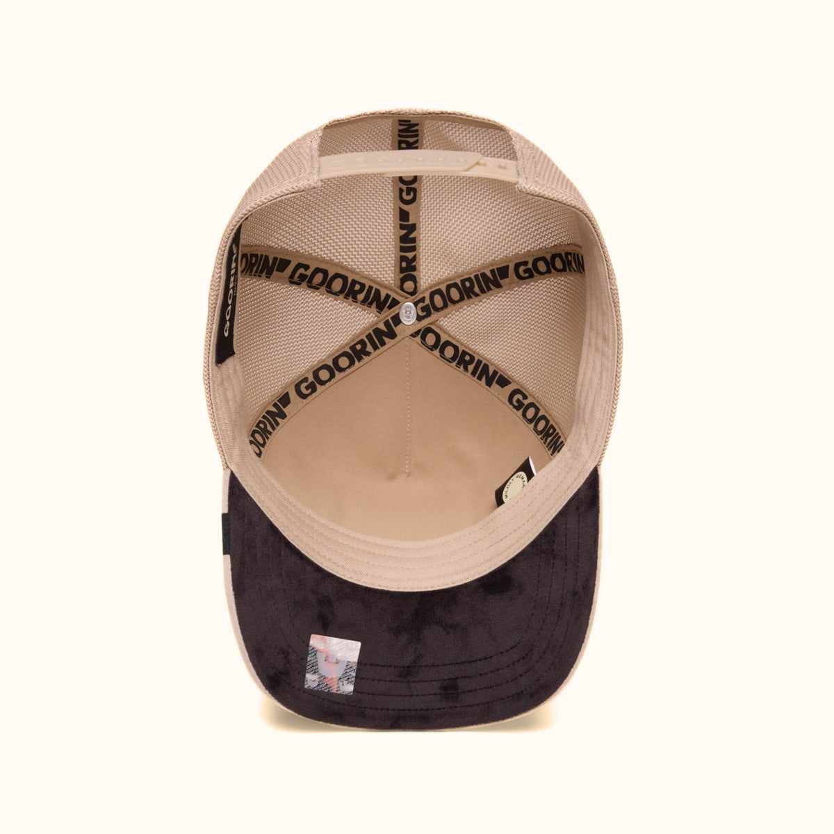 Goorin Bros. Velour Zesty biscuit trucker hat bottom view